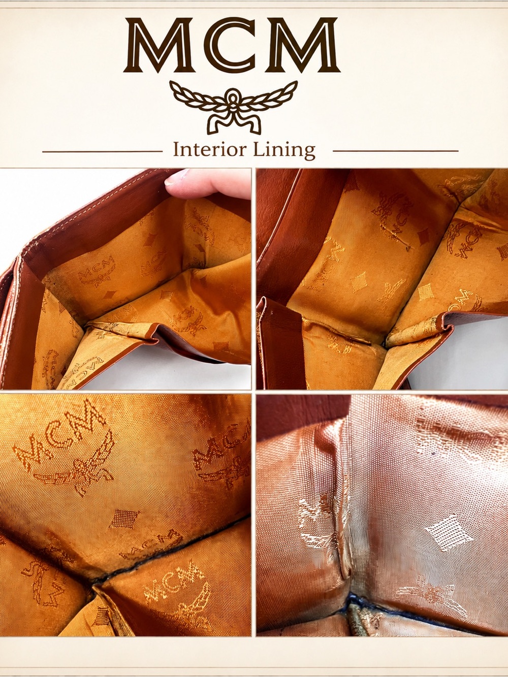 Vintage MCM Visetos Trifold Wallet Cognac Leather Made in Germany - Picture 4 of 15